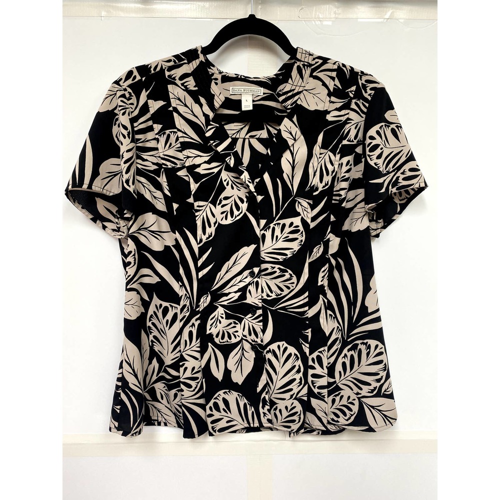 Donna Buchman size L Black/tan button up